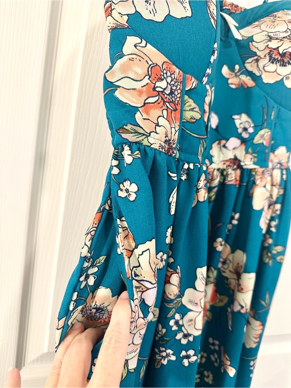 Xhilaration Teal Floral Spaghetti Strap Sundress M - Picture 7 of 7